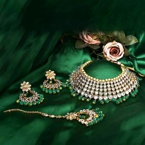 Designer Gold Dark Green Samyukti Singhania Kundan Bridal set